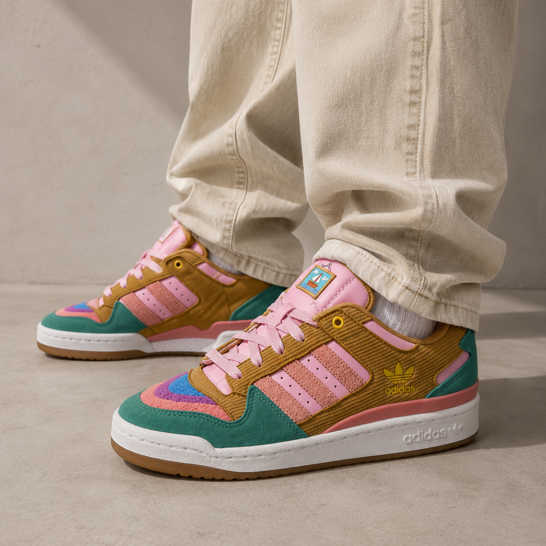 Adidas Forum Low Simpsons Living Room worn on foot