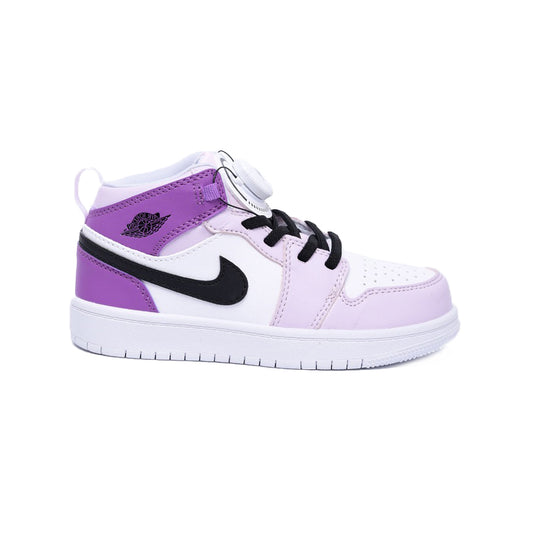 Kids Air Jordan 1 Mid Barely Grape with Boa