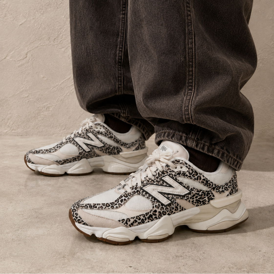 New Balance 9060 Beige Brown Leopard Print
