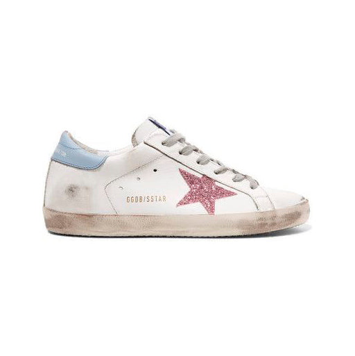 Golden Goose Pure Star Sneakers Sky Blue Red Glitter Star