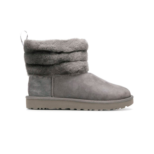 UGG Charcoal Fluff Mini Quilted Boots