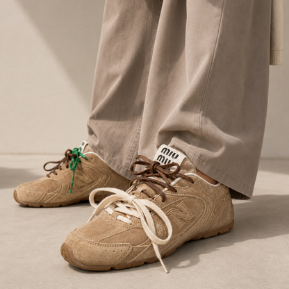 New Balance 530 x Miu Miu Brown Ecru worn on foot