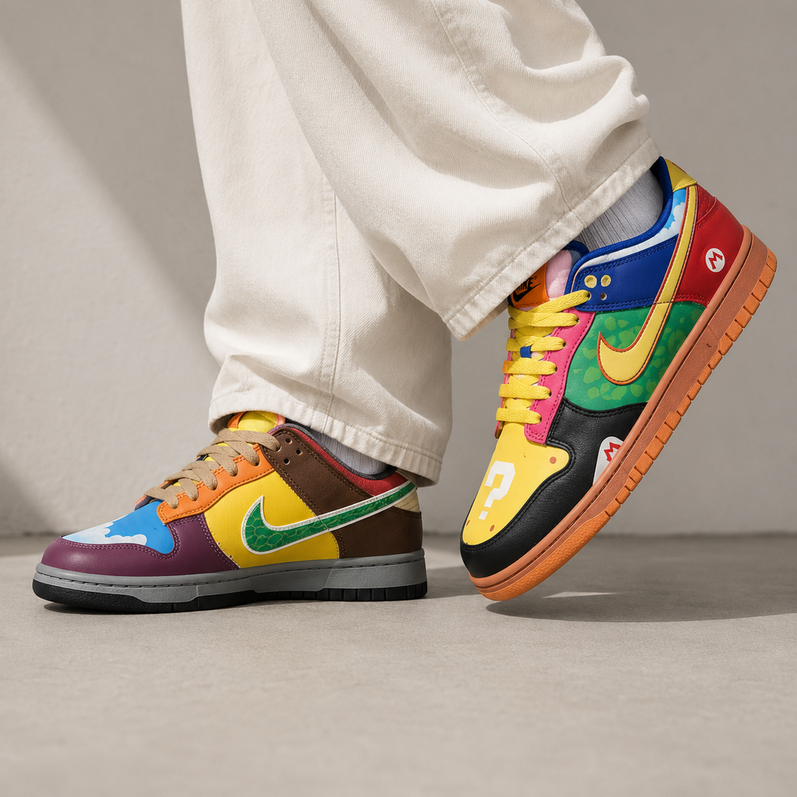 Nike Dunk Low What the Super Mario worn on foot